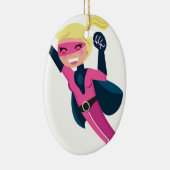 スーパーヒーローのピンクの女の子 セラミックオーナメント (右)