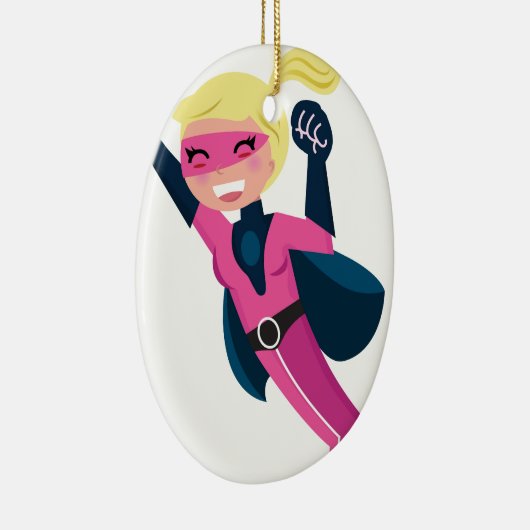 スーパーヒーローのピンクの女の子 セラミックオーナメント (右)