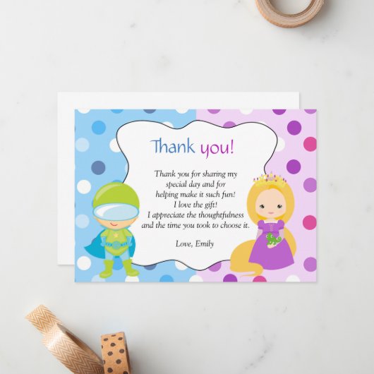 スーパーヒーローのプリンセスはメッセージカード感謝していしています ノートカード (正面/裏面インサイチュ)