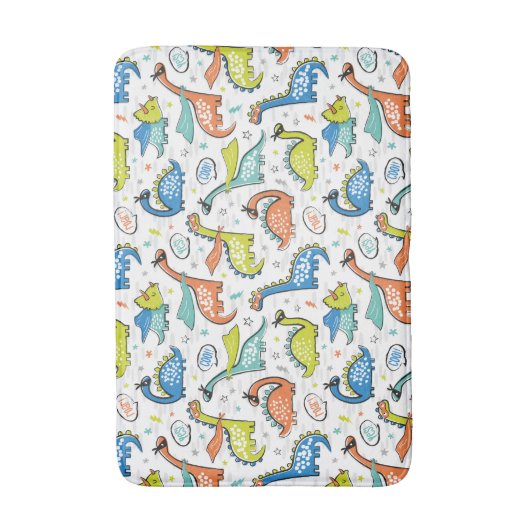 スーパーヒーローのマスクと恐竜、キャップ バスマット (正面縦)