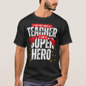 スーパーヒーローの先生 感謝のブラック Tシャツ (正面)