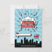 スーパーヒーローの友人の喜劇的な教室のバレンタインカード 招待状 (正面)