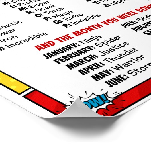 スーパーヒーローの名前のパーティーゲームポスター ポスター (角)