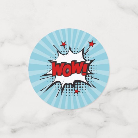 スーパーヒーローの喜劇的な誕生会のテーブルの紙吹雪 コンフェッティ (スモール正面)