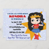 スーパーヒーローの女の子の招待状 招待状 (正面/裏面)