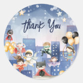 スーパーヒーローの子供たち感謝していを呼び出す ラウンドシール (正面)