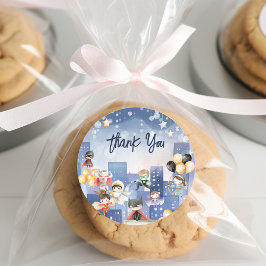 スーパーヒーローの子供たち感謝していを呼び出す ラウンドシール