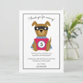 スーパーヒーローの子犬の誕生日パーティーの子供たちへの感謝 サンキューカード (スタンド正面)