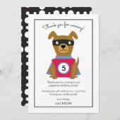 スーパーヒーローの子犬の誕生日パーティーの子供たちへの感謝 サンキューカード (正面/裏面)