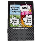 スーパーヒーローの漫画本のスタイルの採用のパーティーの供給 ミディアムペーパーバッグ (正面)