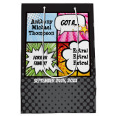 スーパーヒーローの漫画本のスタイルの採用のパーティーの供給 ミディアムペーパーバッグ (裏面)