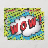 スーパーヒーローの漫画本の誕生会のサンキューカード サンキューカード (正面/裏面)