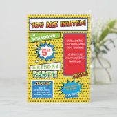 スーパーヒーローの漫画本の誕生日の招待状 招待状 (スタンド正面)