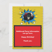 スーパーヒーローの漫画本の誕生日の招待状 招待状 (裏面)