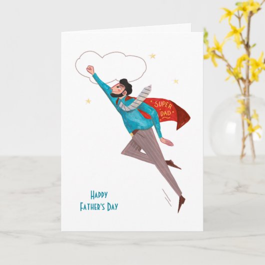 スーパーヒーローの父の日の挨拶  カード (黄色い花)