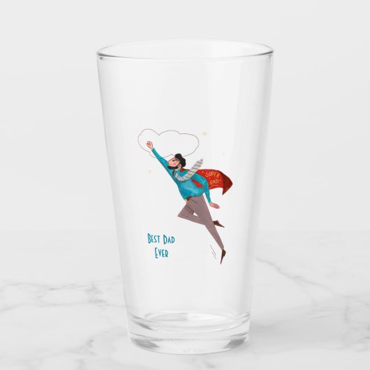 スーパーヒーローの父の日フロストグラスビアマグ タンブラーグラス (正面)