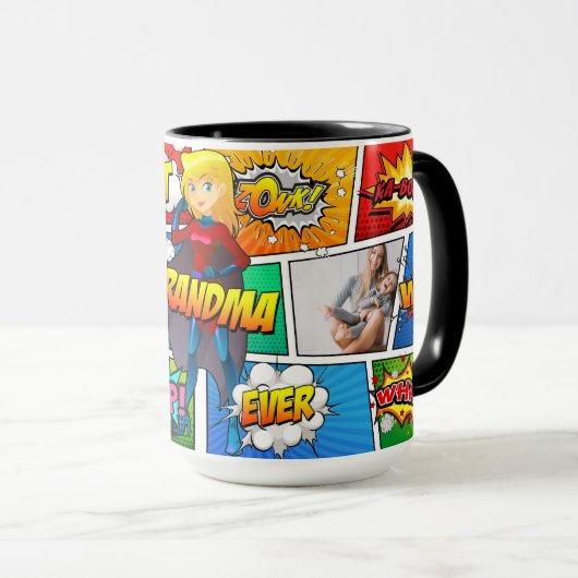 スーパーヒーローの祖母の日の漫画本 マグカップ (正面右)