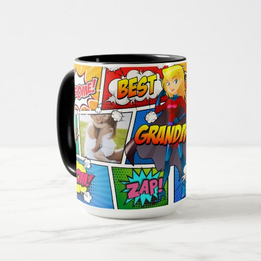 スーパーヒーローの祖母の日の漫画本 マグカップ (正面左)