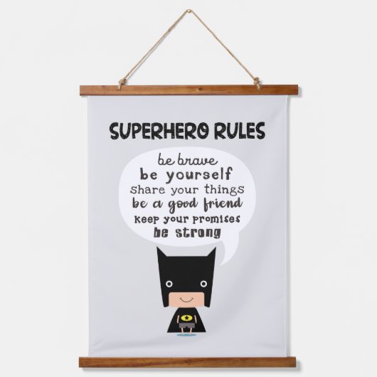 スーパーヒーローの規則 吊り下げ型タペストリー (正面)
