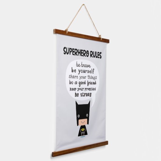 スーパーヒーローの規則 吊り下げ型タペストリー (傾斜あり)