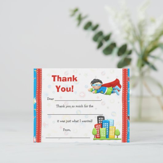 スーパーヒーローの誕生会は感謝していしています サンキューカード (スタンド正面)