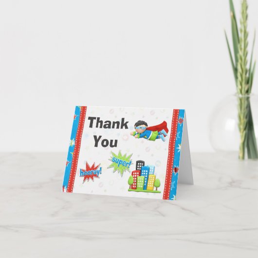 スーパーヒーローの誕生会は感謝していしています サンキューカード (正面)
