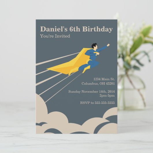 スーパーヒーローの誕生日のパーティの招待状 招待状 (スタンド正面)