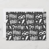 スーパーヒーローの誕生日の招待状のスーパーヒーローのパーティー 招待状 (裏面)