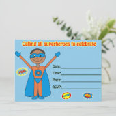 スーパーヒーローの誕生日の招待状の記入空白の 招待状 (スタンド正面)