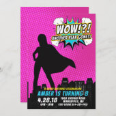 スーパーヒーローの誕生日の招待状 招待状 (正面/裏面)