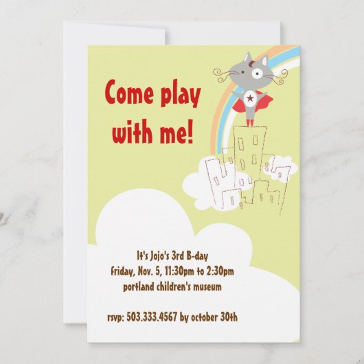 スーパーヒーローの誕生日の招待状 招待状 (正面)