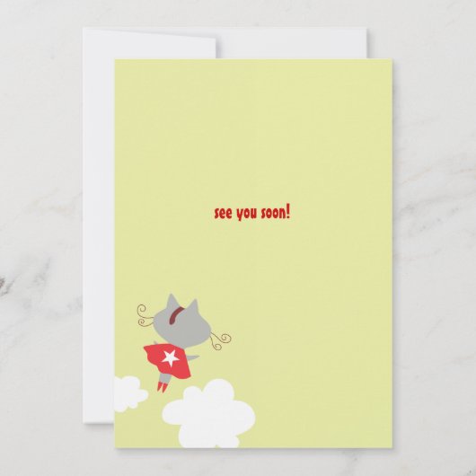 スーパーヒーローの誕生日の招待状 招待状 (裏面)