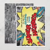 スーパーヒーローの誕生日招待状 招待状 (正面/裏面)