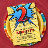 スーパーヒーローの2歳誕生日パーティー招待状 招待状