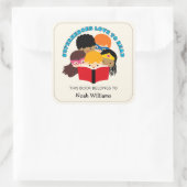 スーパーヒーローは読パーソナライズされた蔵書票 スクエアシール (バッグ)