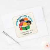 スーパーヒーローは読パーソナライズされた蔵書票 スクエアシール (封筒)