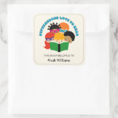 スーパーヒーローは読パーソナライズされた蔵書票 スクエアシール (バッグ)