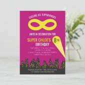 スーパーヒーローをテーマにした誕生日パーティーの招待 招待状 (スタンド正面)