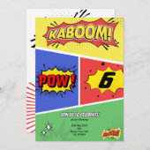 スーパーヒーローをテーマにした誕生日招待状パーティー 招待状 (正面/裏面)