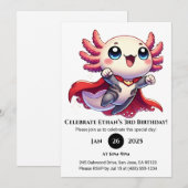 スーパーヒーローアキソルトルパワー誕生日 招待状 (正面/裏面)