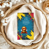 スーパーヒーローアニマルズボーイベビーシャワーベビー エンクロージャーカード