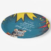 スーパーヒーローアニマルズボーイベビーシャワー ペーパープレート (アングル)