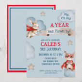 スーパーヒーローアニマルボーイズ誕生日 招待状 (正面/裏面)