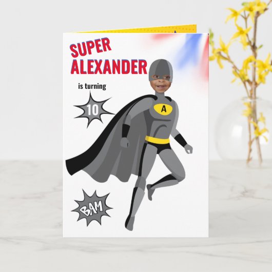 スーパーヒーローアメージングユニークボーイファブラス誕生日カー カード (黄色い花)