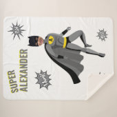 スーパーヒーローアメージングユニークボーイファブラス誕生日 シェルパブランケット (正面(横))