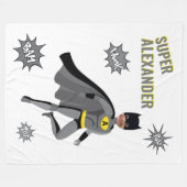 スーパーヒーローアメージングユニークボーイファブラス誕生日 フリースブランケット (正面(横))