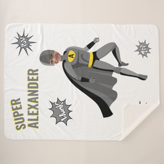 スーパーヒーローアメージングユニークボーイ素晴らしい誕生日彼女 シェルパブランケット (正面(横))