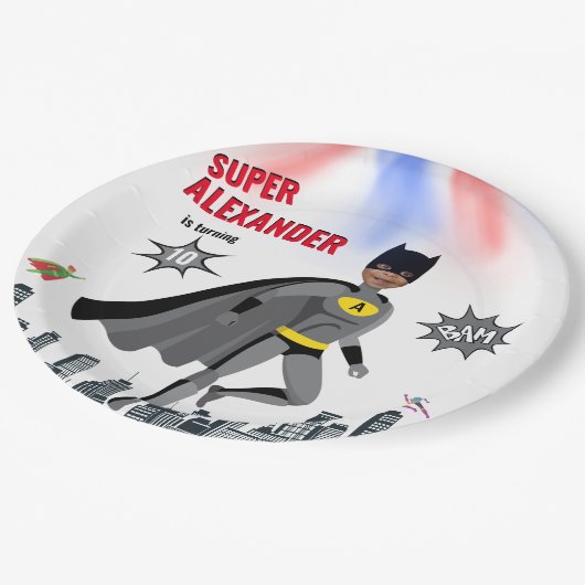 スーパーヒーローアメージングユニークボーイ素晴らしい ペーパープレート (アングル)