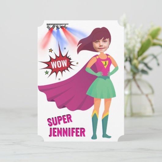 スーパーヒーローアメージング誕生日素晴らしユニーク 招待状 (スタンド正面)