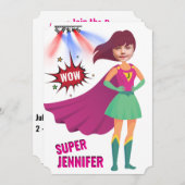 スーパーヒーローアメージング誕生日素晴らしユニーク 招待状 (正面/裏面)